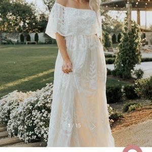 Baltic born off shoulder white lace dress